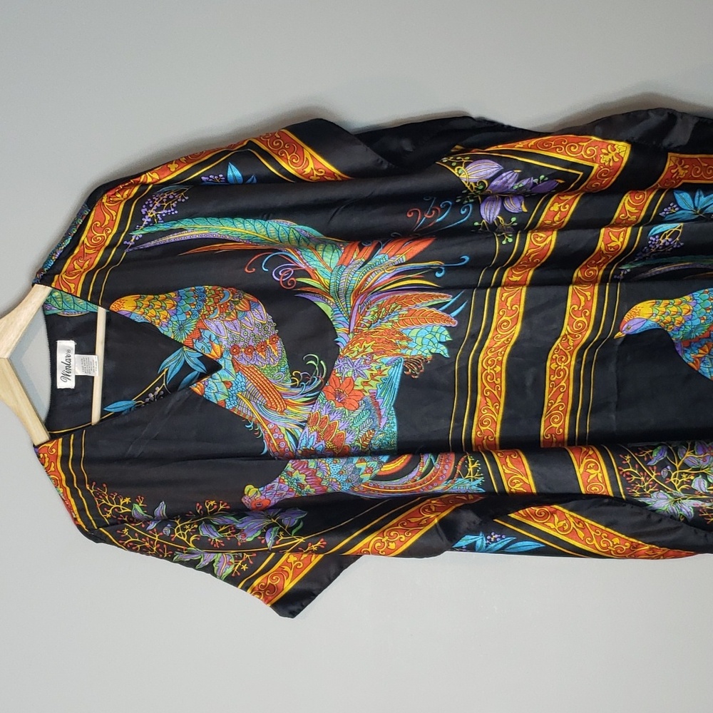 Winlar Kaftan Satin Peacock Print Resort Luxury - Picture 4 of 9